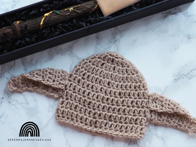 Bonnet bébé elfe beige au crochet fait main Crocheter 6 tailles Fabriqué sur commande Accessoire de séance photo Fête prénatale image 5