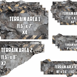 K&ouml;nnte beinhalten: Eine Sammlung rechteckiger Gel&auml;ndest&uuml;cke mit grauer Betontextur und schwarz-gelben Warnstreifen. Das Set enth&auml;lt vier 29,21 cm x 17,78 cm gro&szlig;e Teile, zwei 29,21 cm x 20,32 cm gro&szlig;e Teile, vier 15,24 cm x 10,16 cm gro&szlig;e Teile, vier 15,24 cm x 5,08 cm gro&szlig;e Teile und zwei 25,4 cm x 6,35 cm gro&szlig;e Teile.