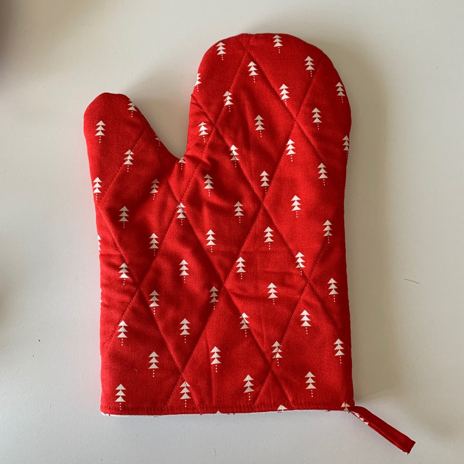 Handmade Oven Mitt Red Christmas Trees Etsy