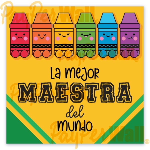 La Mejor Maestra del Mundo - Square - Teacher Appreciation - Printable - Square Tags - Cupcakes Toppers - Cookie Tags - INSTANT DOWNLOAD