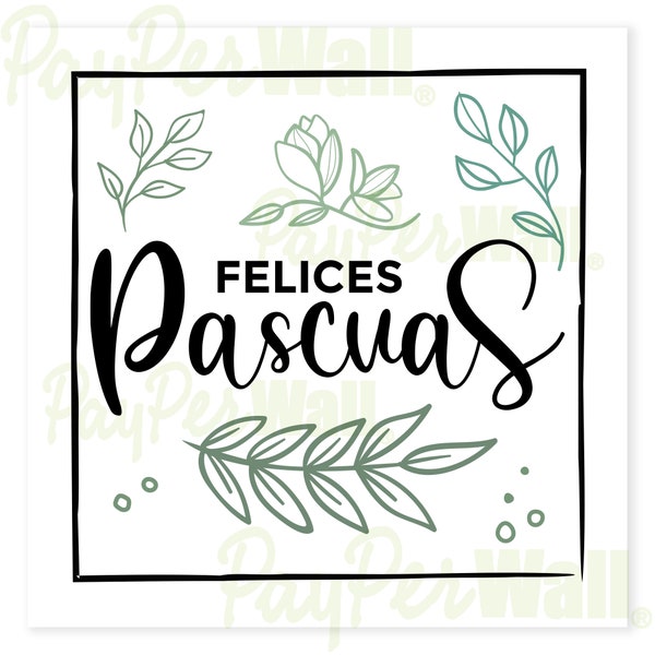 Felices Pascuas-Plantas - Square - Easter - Printable - Square Tags - Cupcakes Toppers - Cookie Tags - INSTANT DOWNLOAD