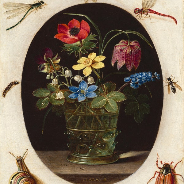 Clara Peeters Digital Download "Still Life with Flowers Surrounded by Insects and a Snail"  Home Decor Wall Art