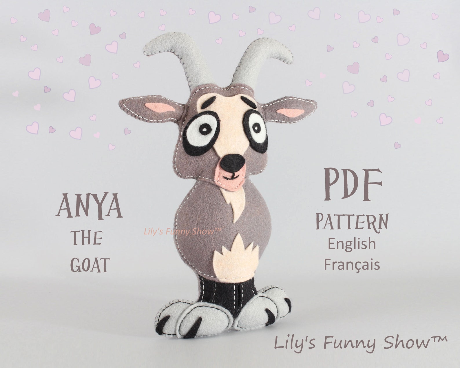 Felt Goat Sewing Pattern PDF Instant Download Felt plush Etsy