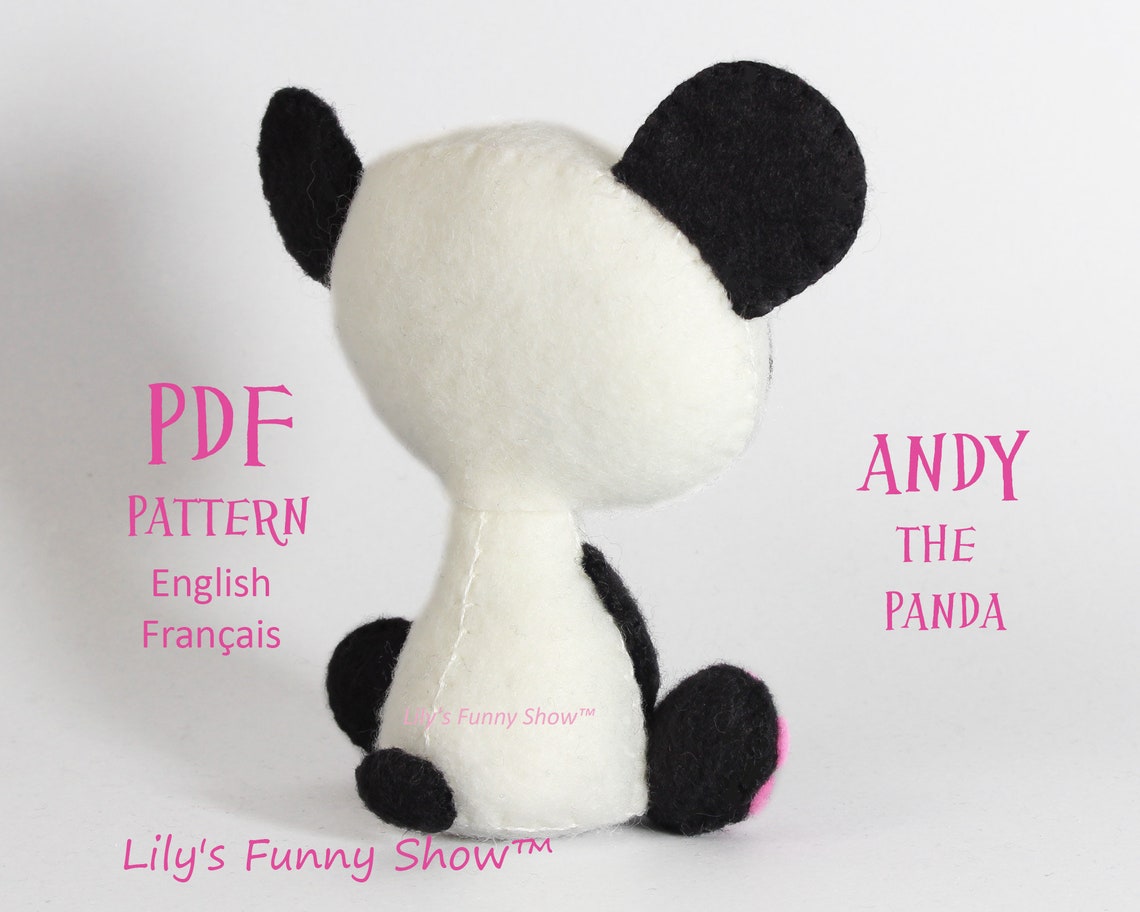 Panda felt Sewing Pattern PDF Instant Download | Etsy