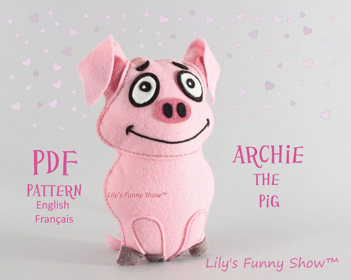 Felt Pig Sewing Pattern PDF Instant Download Etsy Pig piggy pattern pdf artists teddy sewing stuffed toy