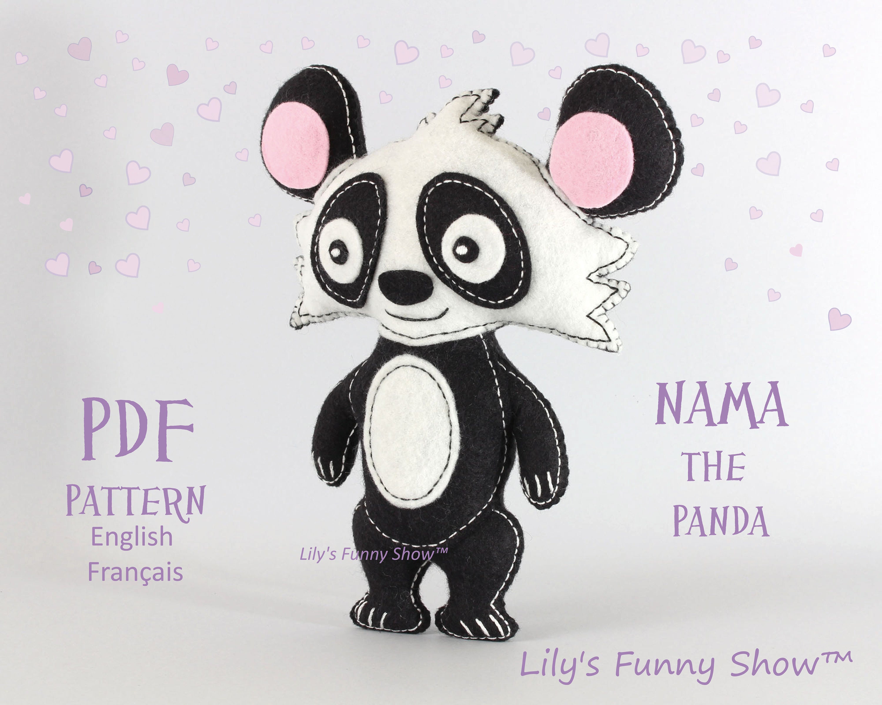 Felt Panda Sewing Pattern PDF Instant Download Hand - Etsy UK