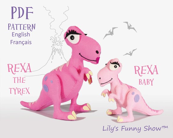 Dinosaures En Feutrine Deux Peluches De Tyrex Patrons Pdf Etsy