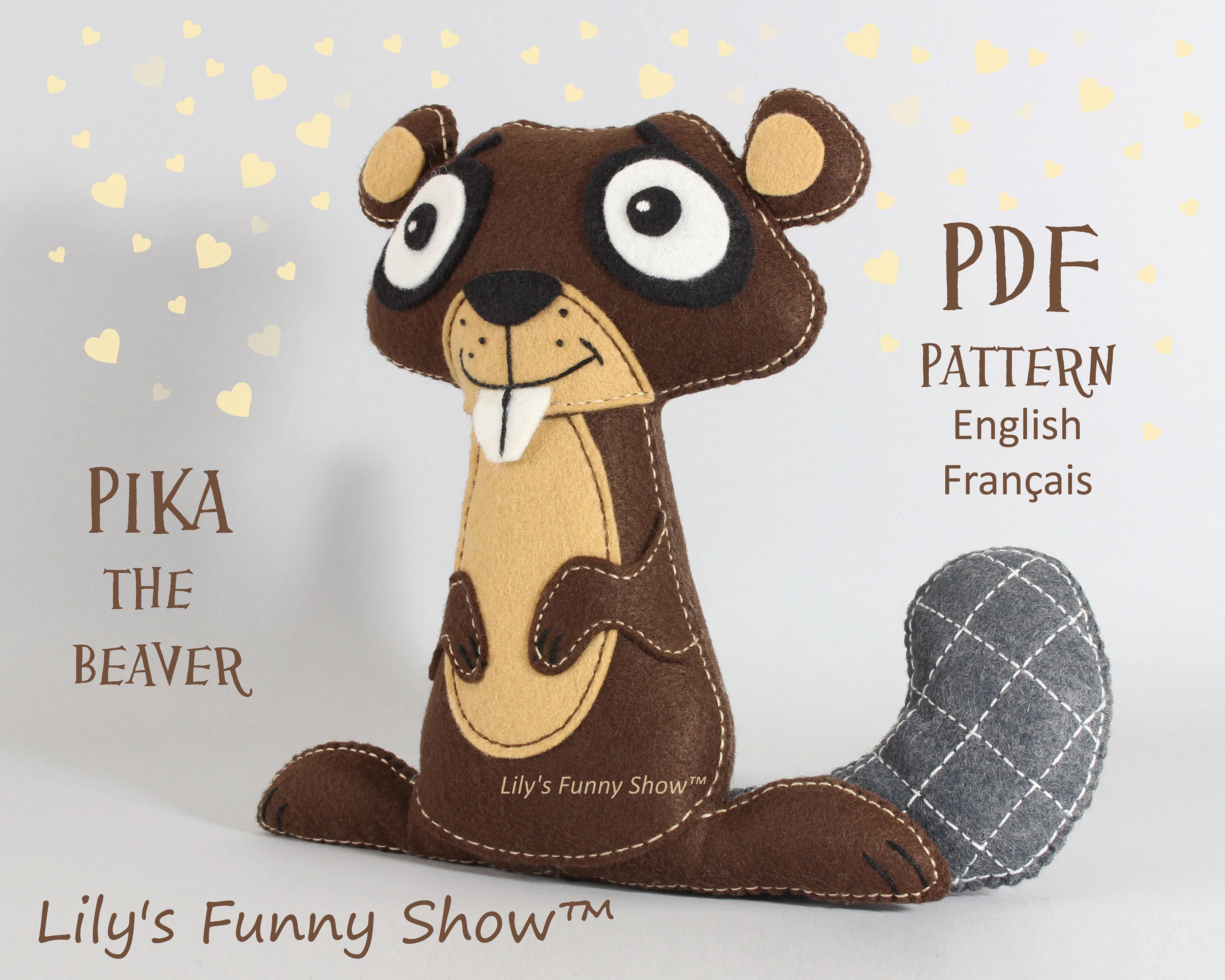 Beaver Sewing Pattern Felt PDF patternInstant Download Etsy