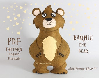 Felt Bear Sewing Toy - PDF pattern-Instant Download