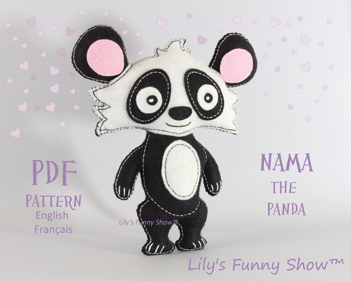 Felt Panda Sewing Pattern PDF Instant Download Hand - Etsy UK