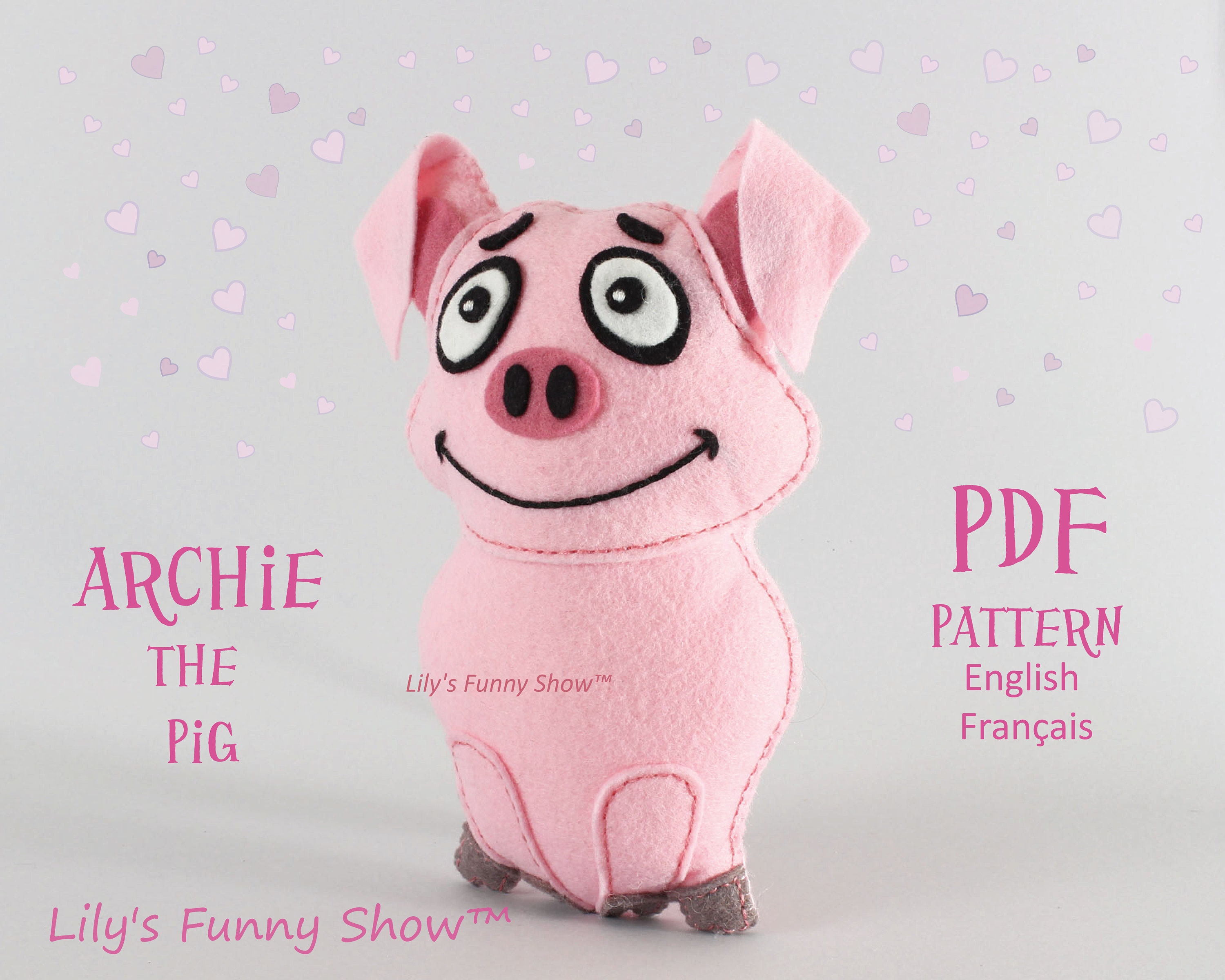 Felt Pig Sewing Pattern PDF Instant Download Etsy Pig felt sewing