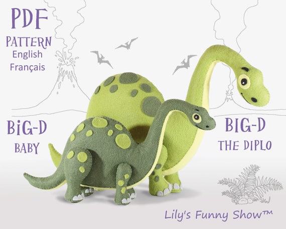 Dinosaure Patron De Couture Diplodocus Dinosaure Patron Etsy