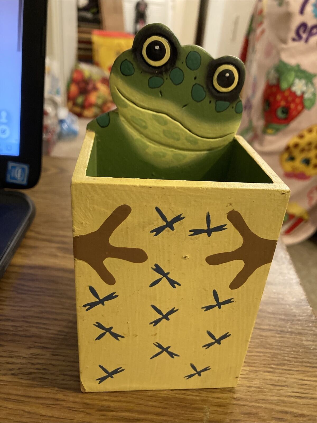 Vintage Painted Frog Box Pencil Holder Folk Art 61/4 Etsy 日本