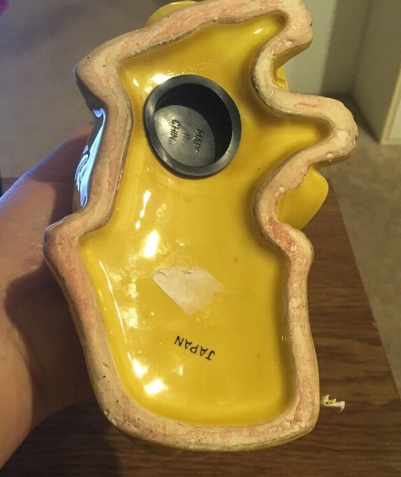Yellow wGreen Alphabet Dog Made in Japan Vintage Vintage Ceramic Coin Bank
