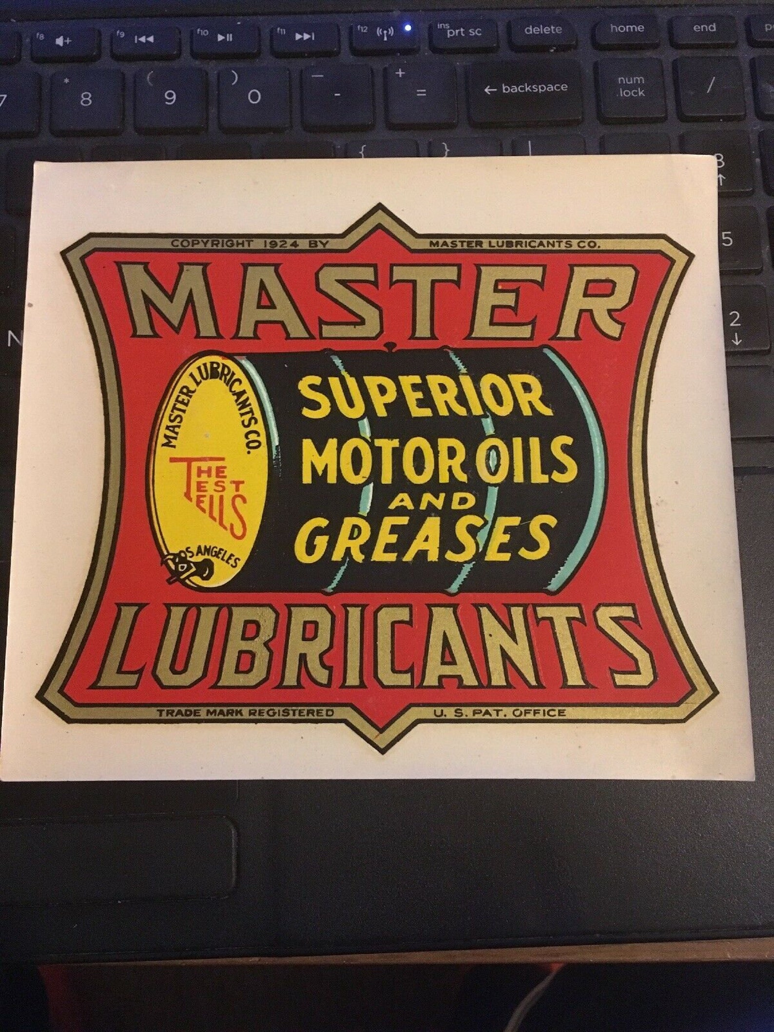 1924 Master Lubricants Co Decal NEW OLD STOCK Superior Motor Etsy