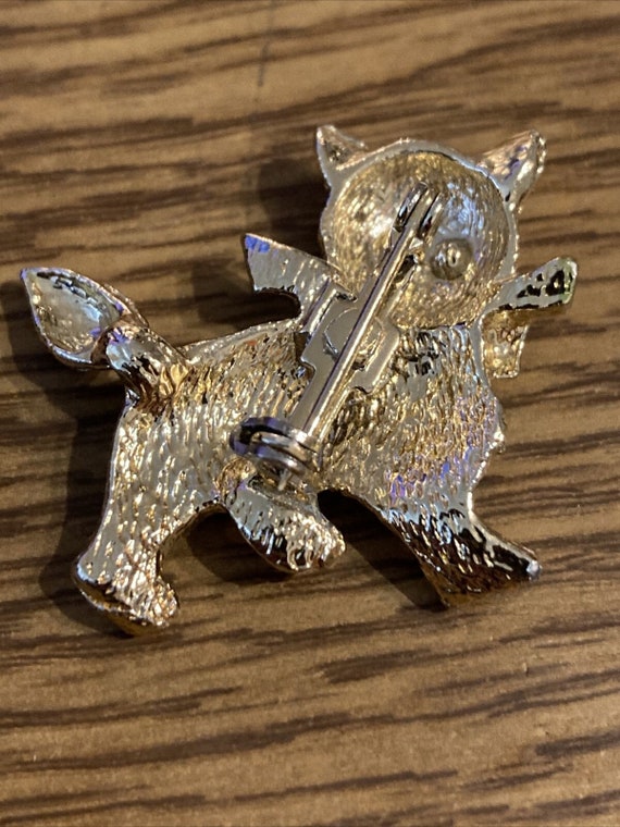 vintage goldtone kitty cat pin Brooch Pendant 1-1… - image 2