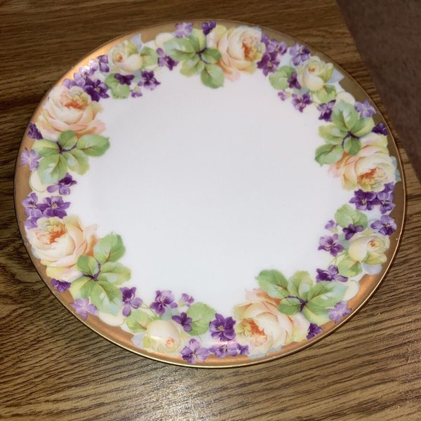 Empire Z.S. & C Co Bavaria Plate 8-1/2" Floral ,Gold Rim marked Royal Munich