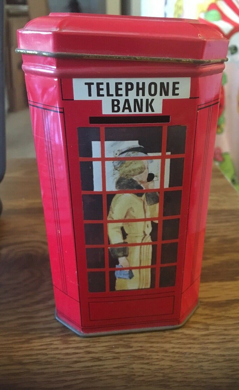 Vintage 6 Biscuit tin Telephone Booth Bank Case Etsy
