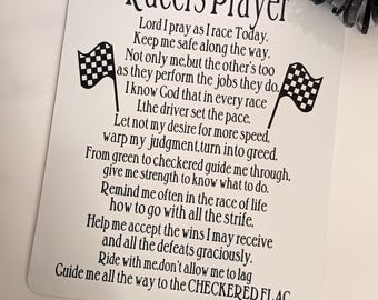 Racing Sign, Racers Prayer Metal Sign, Motorsports Gift for Him, Nascar Race