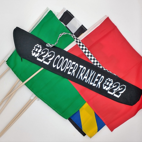 Racing Flags .Set of 7 Flags With Carrying Bag . Personalized Racing Flags . Sports Gift .  Nascar Racing kids Toy . Birthday Gift for Child