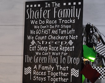 Personalized Dirt Track Racing Family Wood Sign