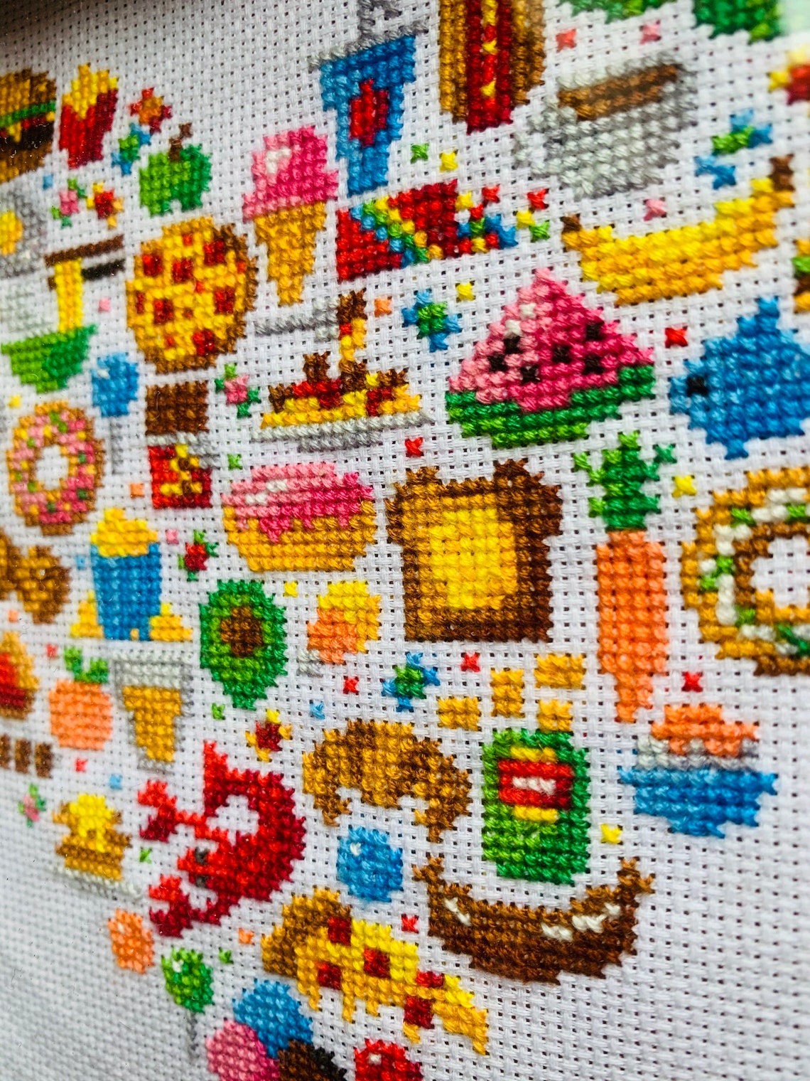 Food lover cross stitch wall art framed kitchen art hanging Etsy