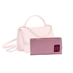 Op maat gemaakte luxe vilten handtasvoering/organizer voor miniflap met handvat bovenaan