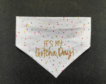 Gotcha Day Dog Bandana, Birthday Dog Bandana, Happy Birthday Dog Bandana, Adoption Day Bandana, Celebration Bandana, Slip On Bandana