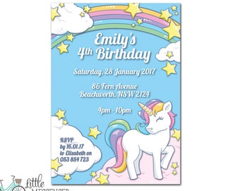 Unicorn Birthday Invitation