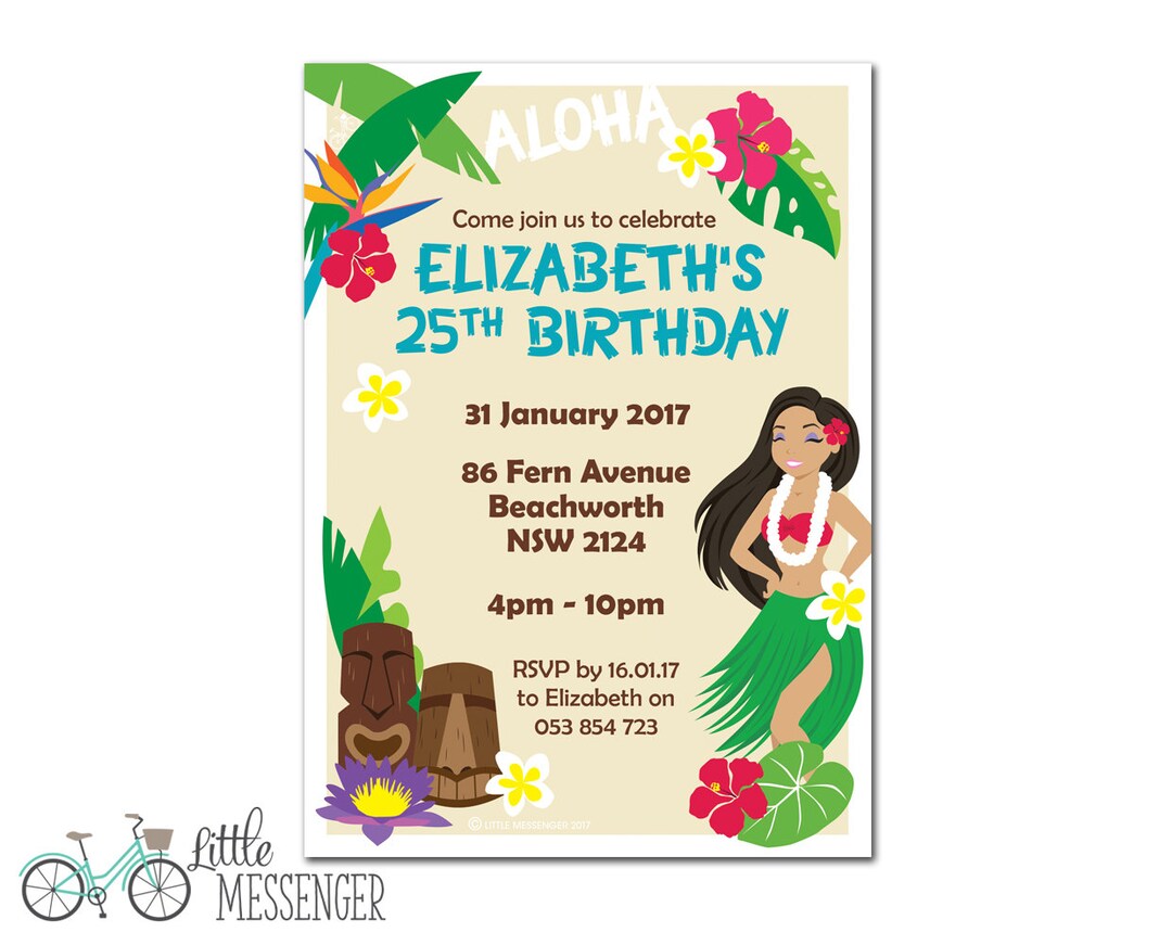Hawaiian Party Invitation Etsy