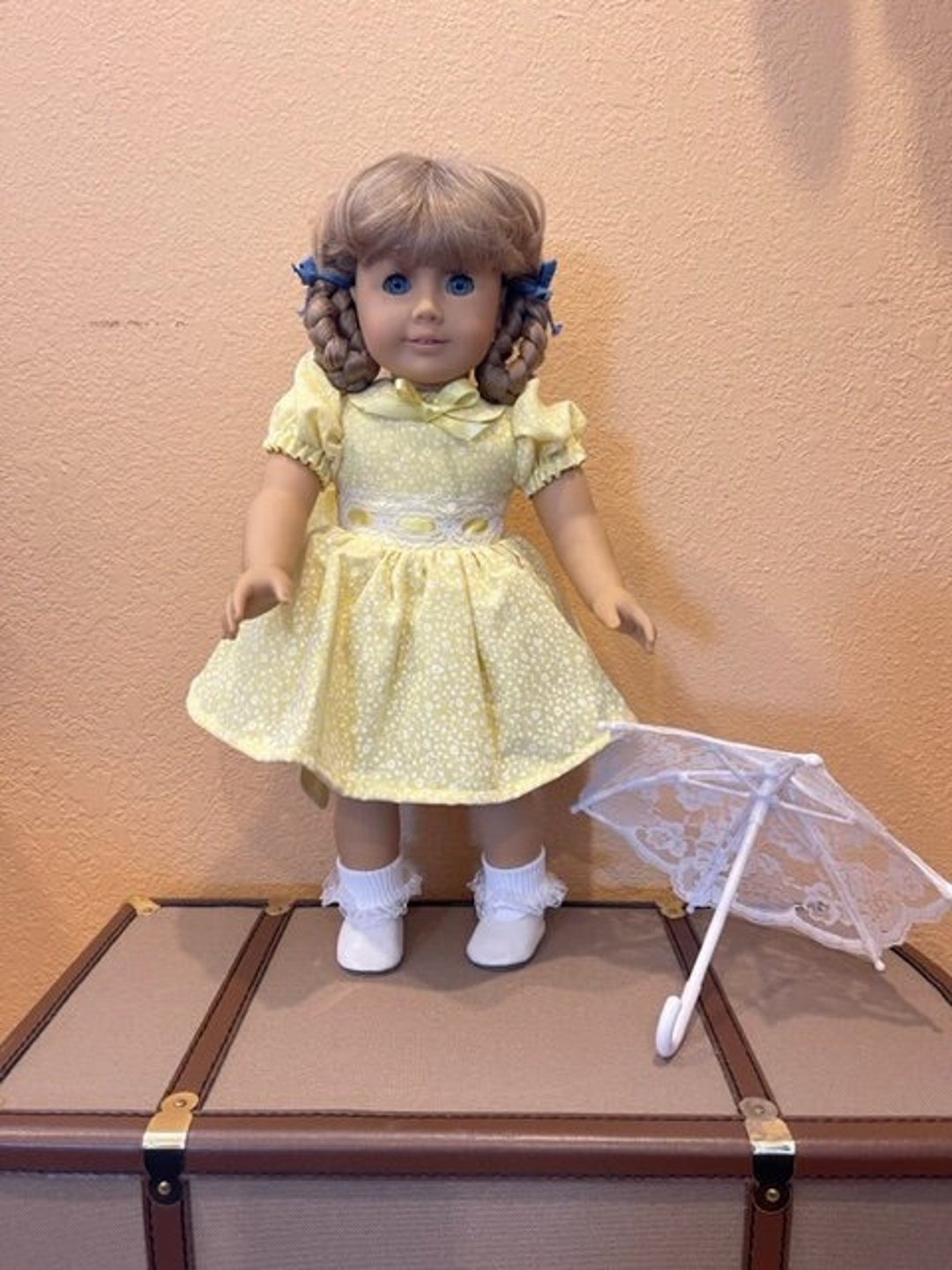 Yellow 18 Doll Dress With Parasol Shoes and Socks Etsy