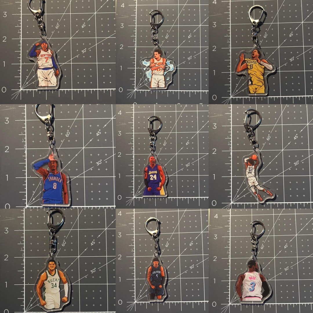 Nba Pvc Keychain NBA WNBA Acrylic Keychain Basketball Double Sided Souvenir 2 Free ...