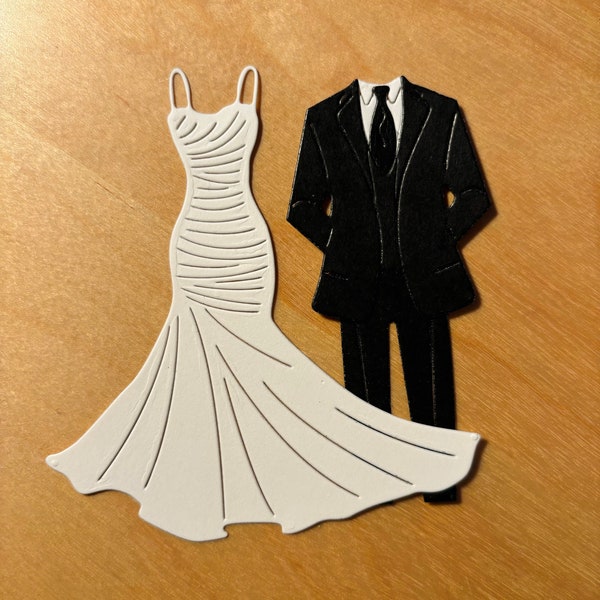 Wedding Die Cuts | Art Journal Dress | Collage Dress | Card Dress Die Cuts | Paper Doll Wedding Dress | Handmade Die Cuts - Pack of 6