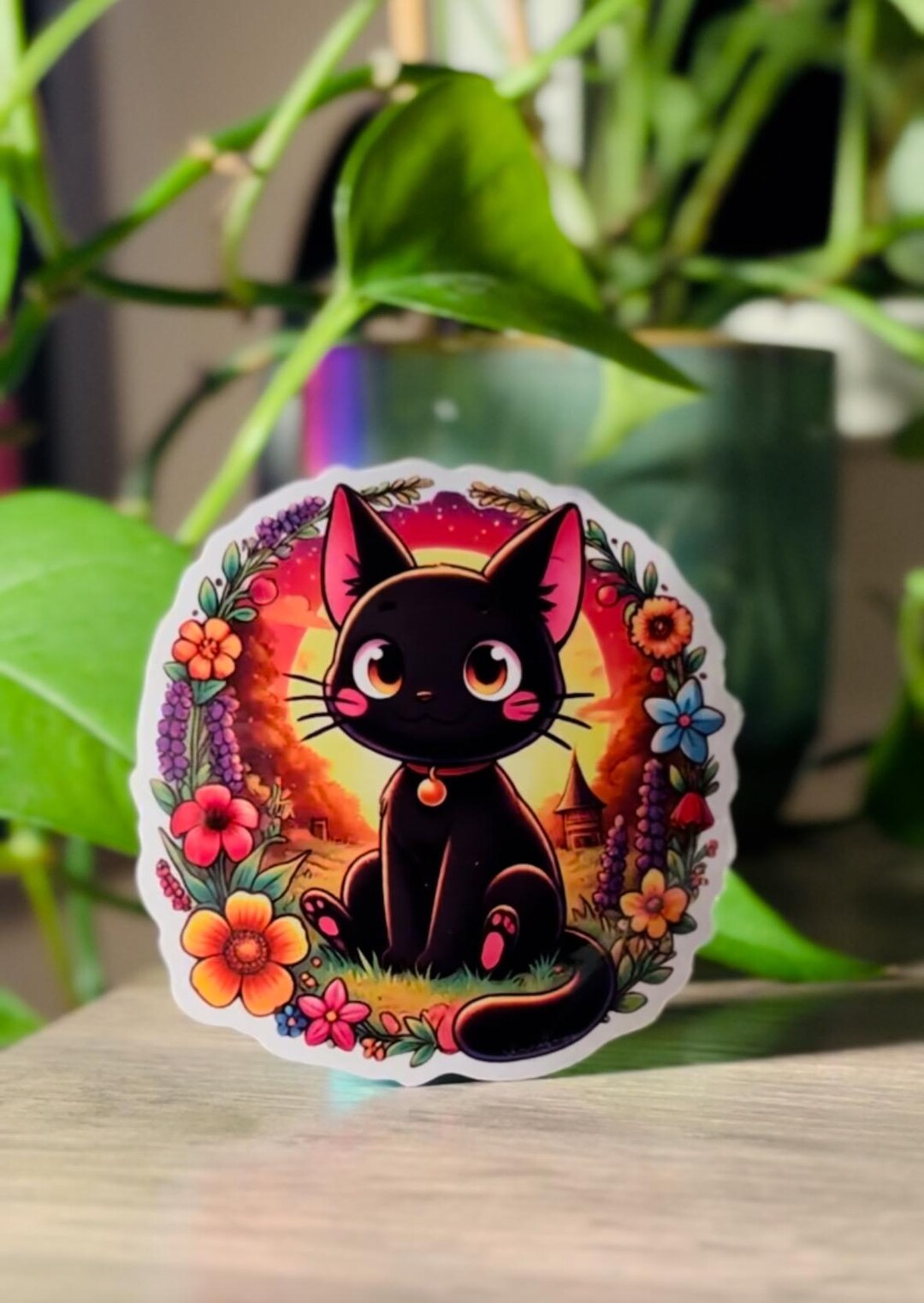Charming Black Cat Vinyl Sticker - High-quality, Waterproof, 3.5 Inches ...