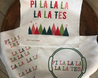 Pilates towel set, holiday ring, Pi la la la tes towel set, Pilates instructor gift, Pilates enthusiast, Pilates student gifts. pilates fun.