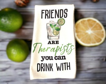vodka bar towel,Friends are therapist you can drink with vodka soda towel, gift for friend, gift for him, gift for her, vodka lover gift.