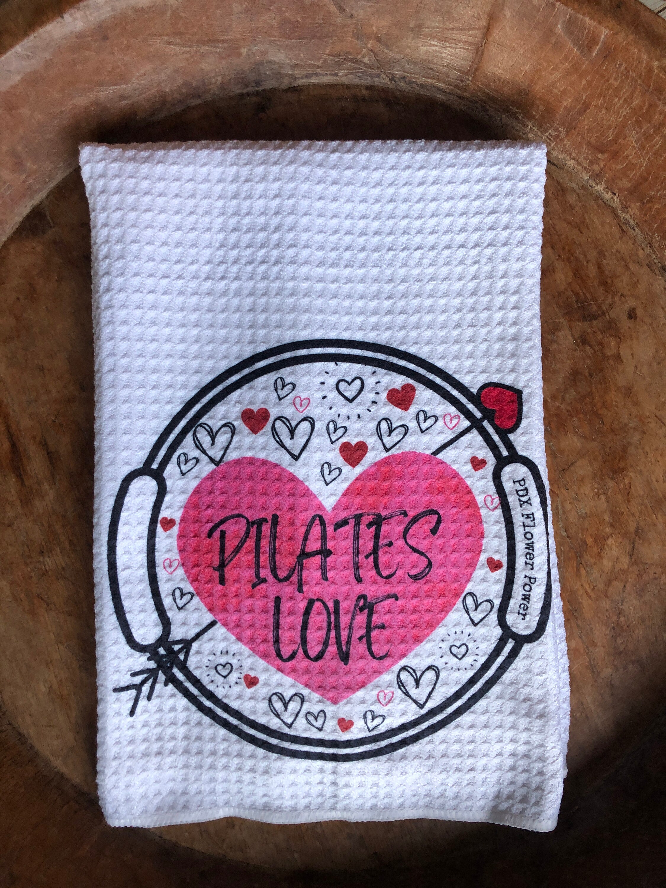 Pilates Love Valentines towel, Valentine gift for Pilates lover, fun Pilates towel, instructor gift, Pilates enthusiast, Pilates gifts