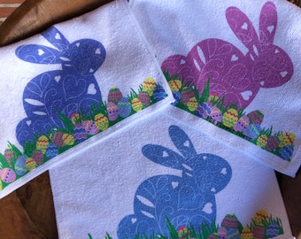 Little Bunny Wash cloth, pastel decor, bunny decor,  Easter decor, Bunny wash cloth, spring bunny bar towel, custom easter decor