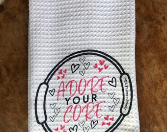 Adore your core Pilates towel, valentine pilates, Pilates towel, instructor gift, Pilates enthusiast, Pilates gifts, pilates ring decor