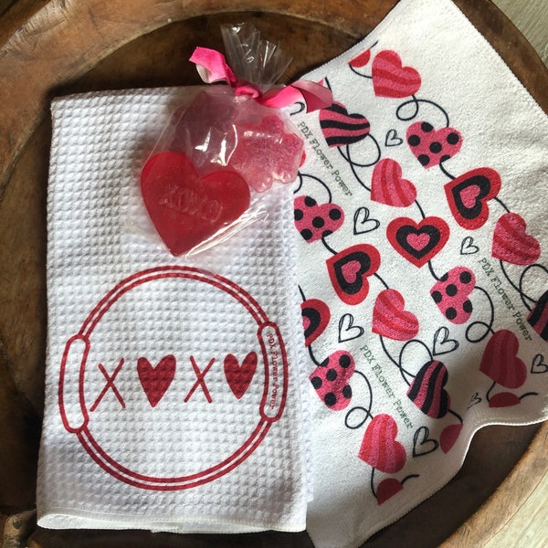 Pilates  Valentine XOXO  towel & Soap set, Valentine gift for her, fun Valentines day towel and glycerin soap set