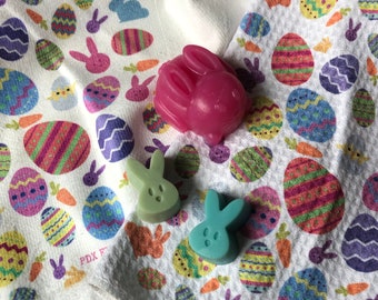 Easter towel and soap set, gifts for easter baskets, fun easter gift set, glycerin bunny soaps. bunny decor, easter egg decor, easter filler