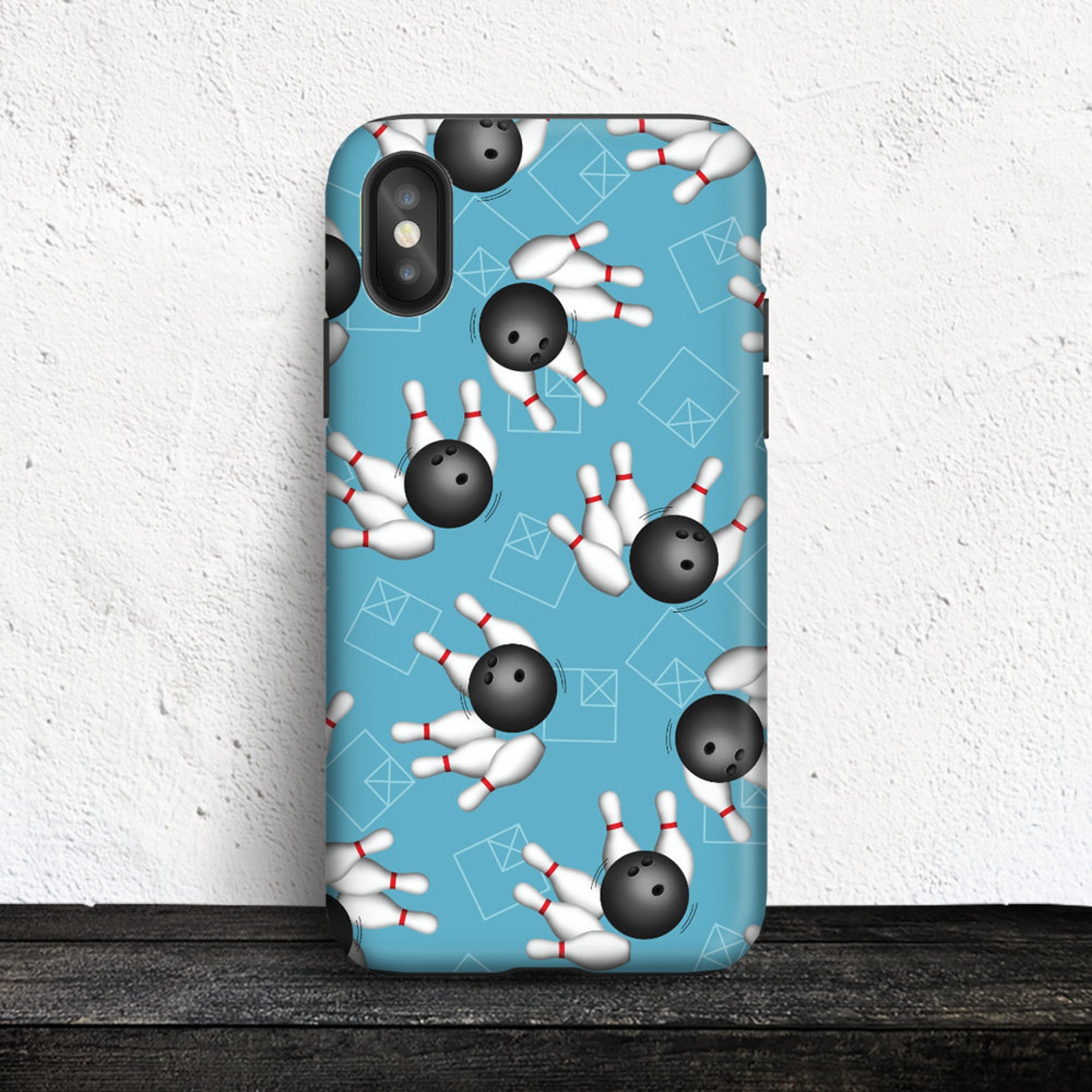 Bowling iPhone TOUGH Case Blue with Bowling Ball and Pins Etsy