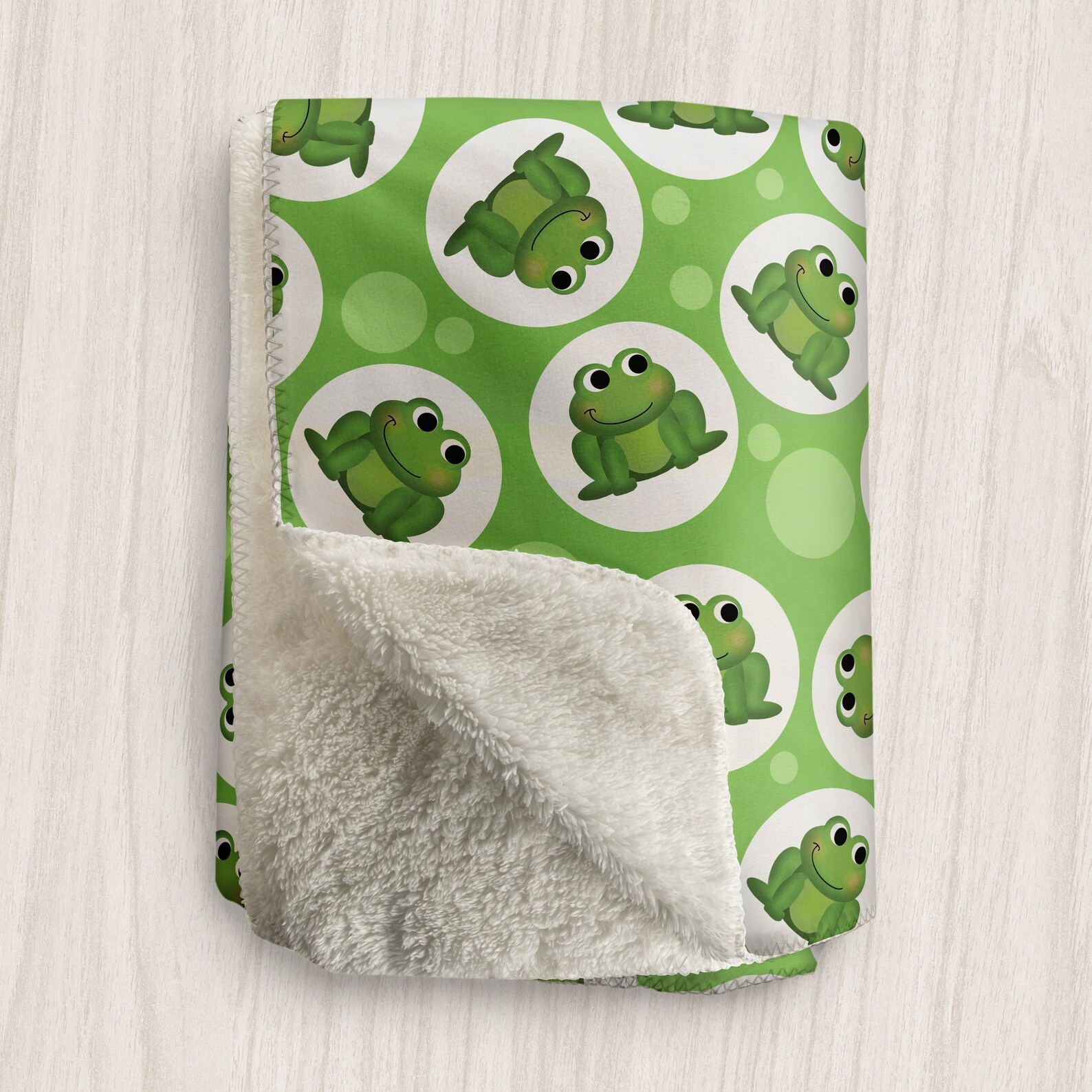 Green Frog Blanket Cute Green Frog Pattern Over Green Etsy