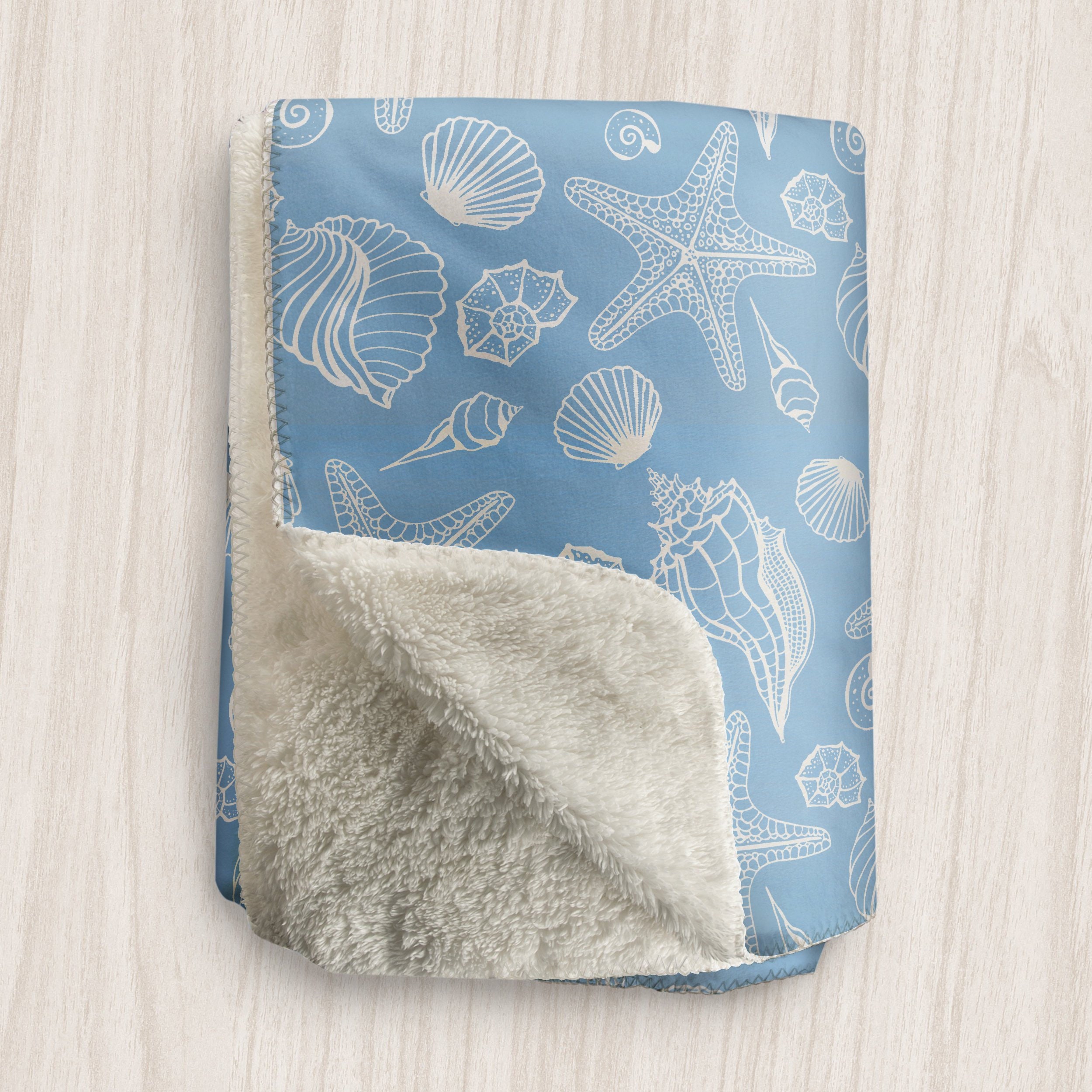 Blue Beach Seashell Blanket white seashell over blue blue Etsy