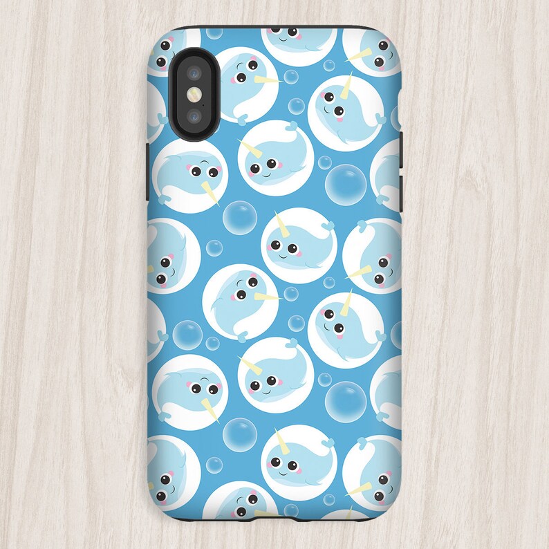 Cute Narwhal iPhone Tough Case Blue adorable kawaii narwhal Etsy