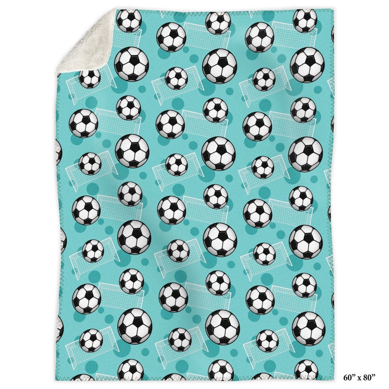 Teal Soccer Blanket Soccer Ball and Goal Pattern on Teal | Etsy