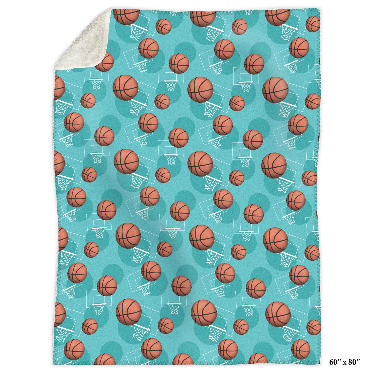 Teal Basketball Blanket Basketball Themed Pattern Basketball Etsy