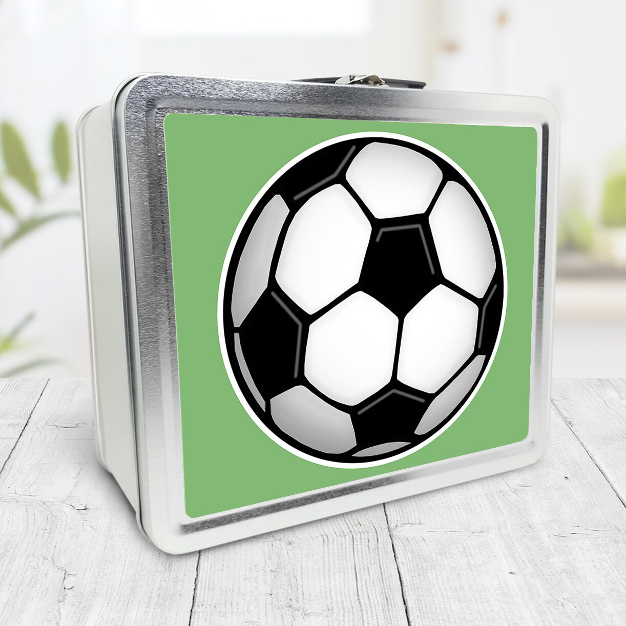 Soccer Ball Lunch Box Green Tin School Lunch Art Craft Etsy