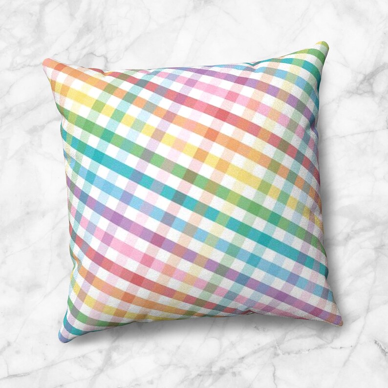 Rainbow Gingham Throw Pillow White and Rainbow Gingham Etsy.de