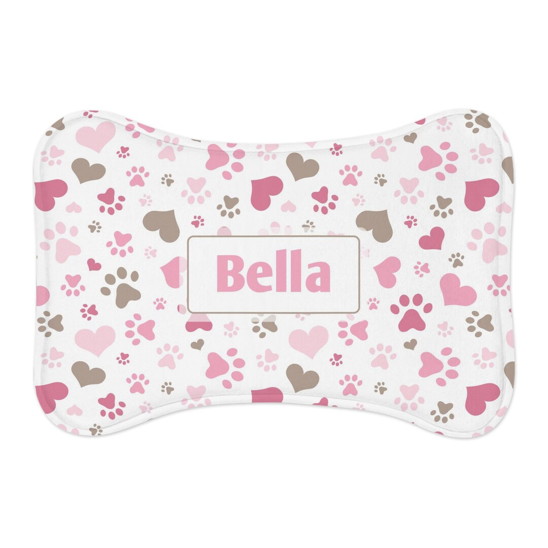 Personalized Pet Feeding Mat Dog Bone Shape Placemat Brown Etsy
